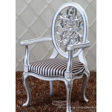 Neues Design oval zurück barockes Massivholz Esszimmerstuhl mit Arm, gepolstert Stuhl